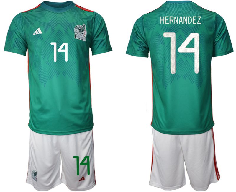 Cheap Men 2022 World Cup National Team Mexico home green 14 Soccer Jerseys